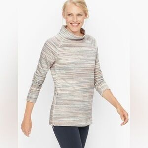 T by Talbots Womens Featherweight Fleece Zip Hem Pullover size Small